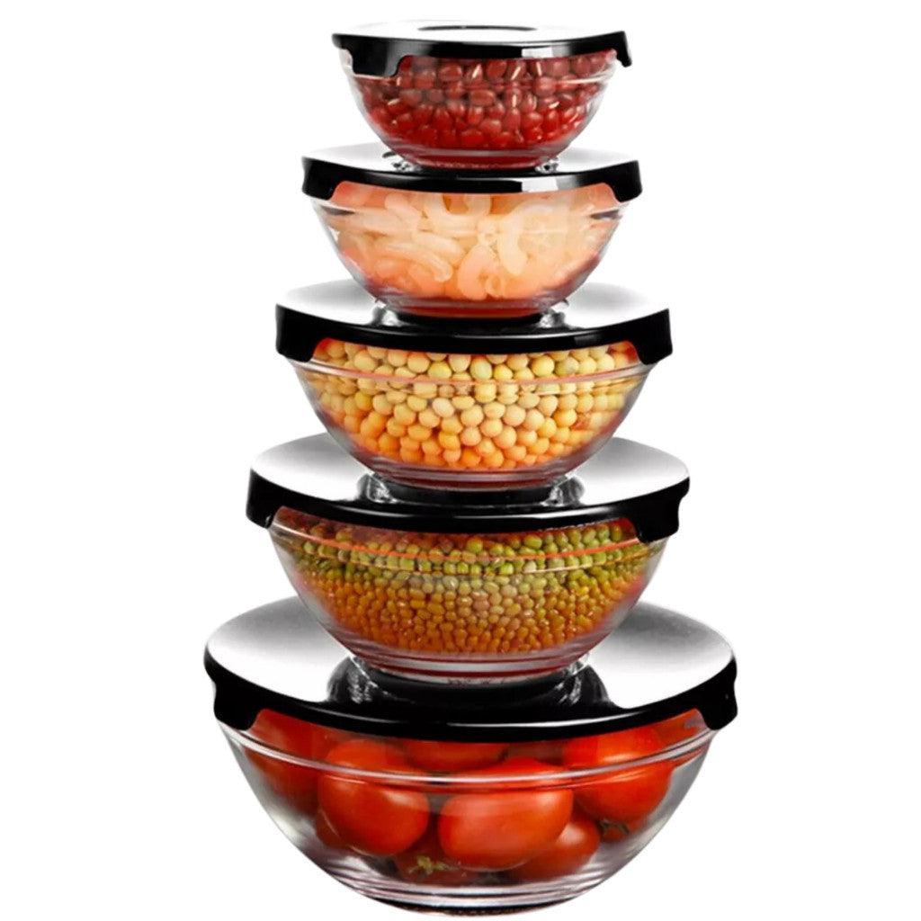 Conjunto Tigela Vidro Marmita Tampa 5 Peças - Tartaruga Shop